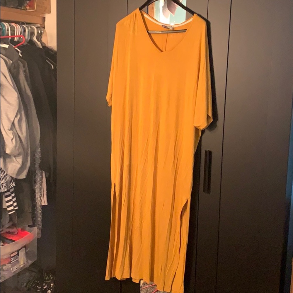 Saturday/Sunday Mustard Yellow Midi Dress w/ Slits